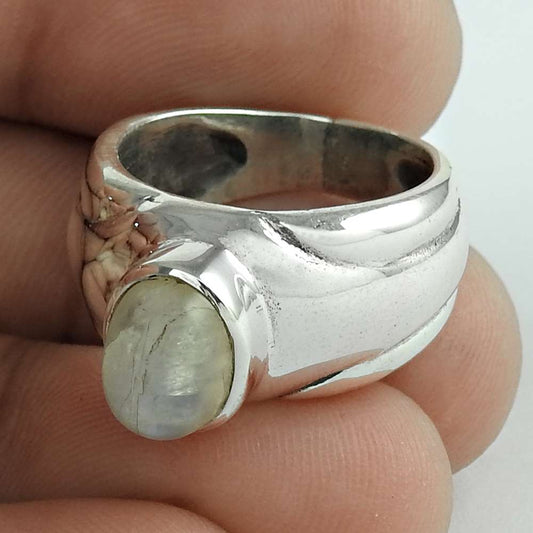 Natural Rainbow Moonstone 925 Silver Vintage Ring Size 5.5 For Women K26