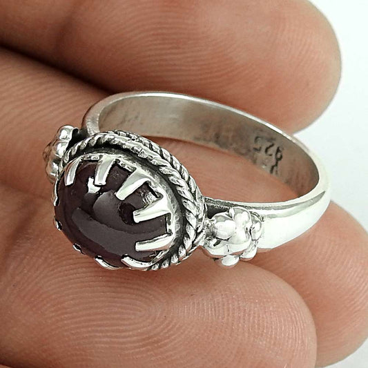 Natural Garnet Gemstone Woman Gift Ring Size 8 925 Sterling Silver A1