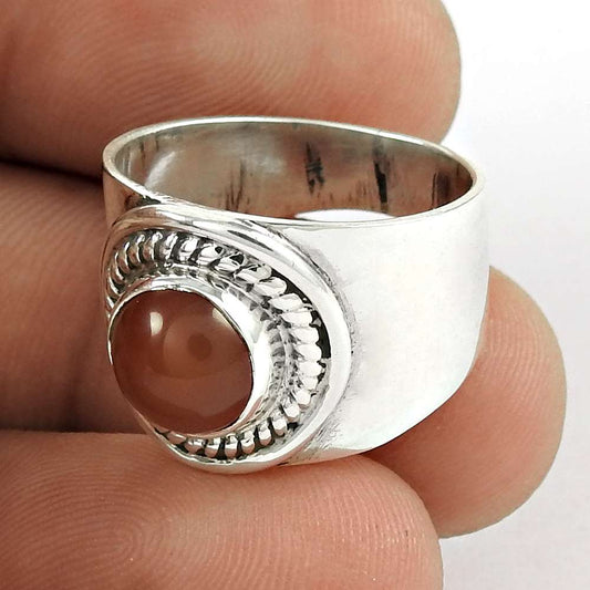 Gift For Her 925 Silver Natural Carnelian Cocktail Ethnic Ring Size 6 U20