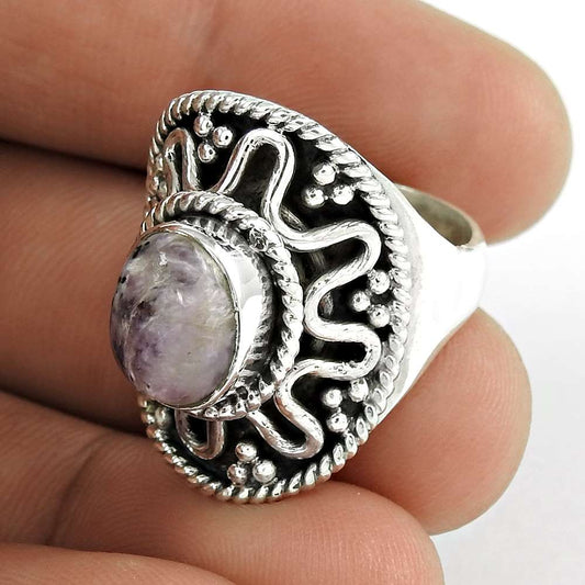 Gorgeous Design 925 Silver Charoite Ring Wholesale