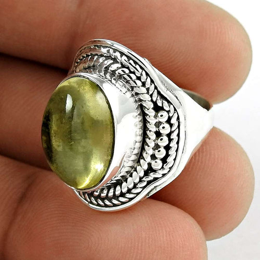 Gift For Women Solitaire Tribal Ring Size 6 925 Silver Natural Lemon Quartz X27