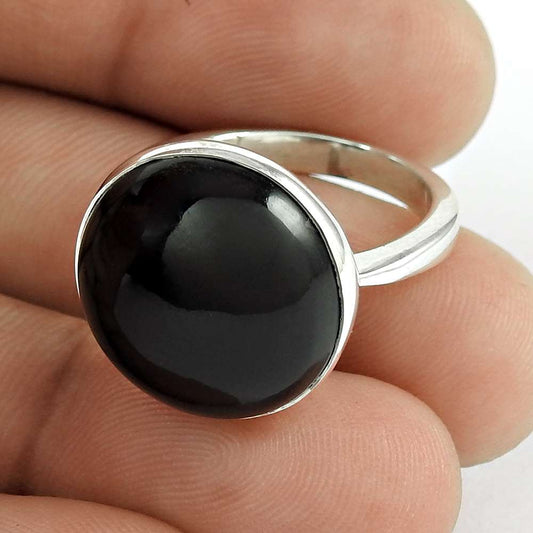 Woman Gift Natural Onyx Gemstone Ring Size 7.5 925 Sterling Silver F4