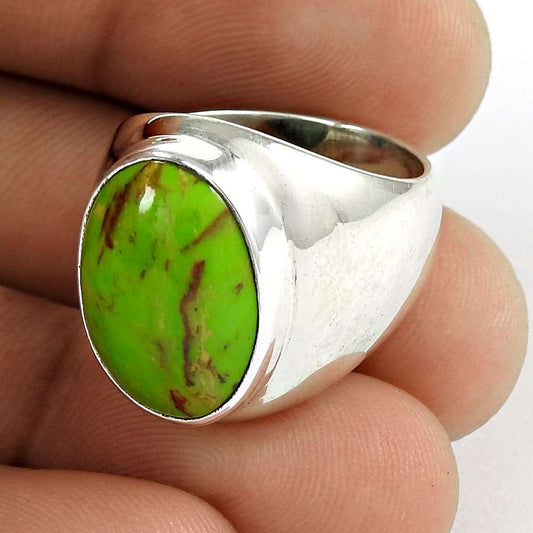 Daily Wear Chrysoprase Gemstone Ring Sterling Silver Fashion Jewellery