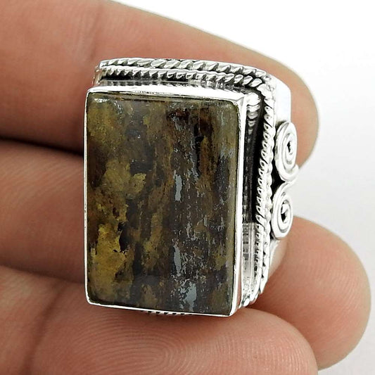 Sterling Silver Fashion Jewellery High Polish Bronzite Gemstone Ring
