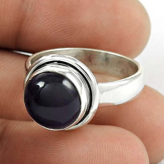 Natural Amethyst Gemstone Solitaire Vintage Ring Size 8 925 Silver For Girls C17