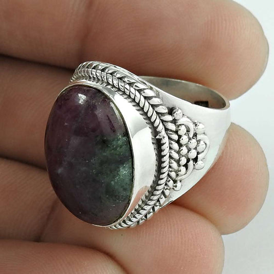 Woman Gift Statement Ring Size 7 925 Silver Natural Eudialyte Gemstone K5