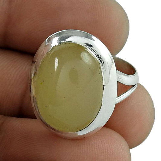 Natural Chalcedony Gemstone 925 Silver Cocktail Ethnic Ring Size 7 For Women X11
