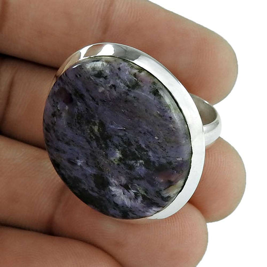 Natural Charoite Gemstone Woman Gift Ring Size 8 925 Sterling Silver D1
