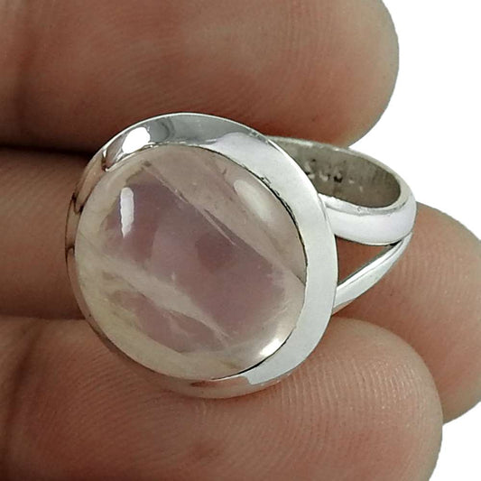 Natural Rose Quartz 925 Silver Cocktail Bohemian Ring Size 6 For Girls G15