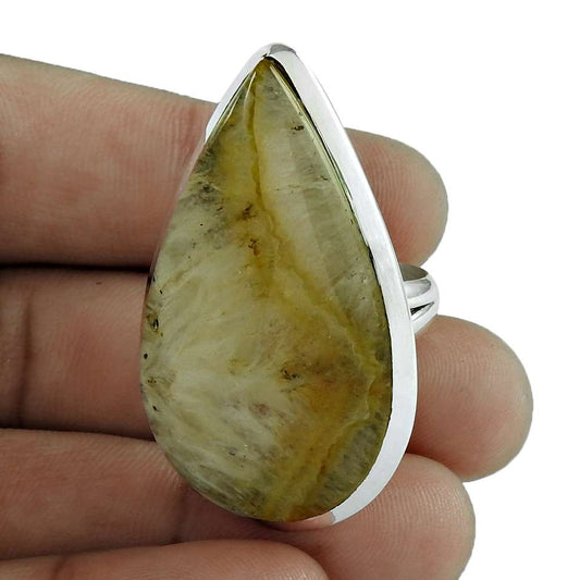 Woman Gift Natural Agate Gemstone Cocktail Ring Size 7 925 Silver A6