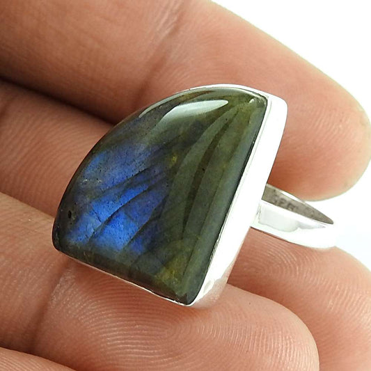 Big Secret Design 925 Silver Labradorite Gemstone Ring