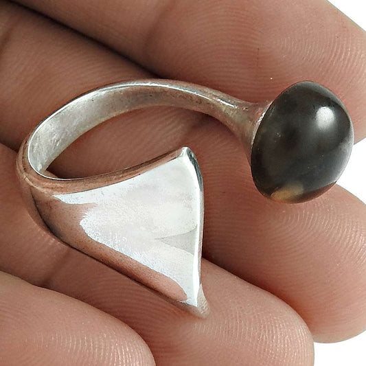 Gift For Her 925 Silver Natural Smoky Quartz Statement Tribal Ring Size 7 N26