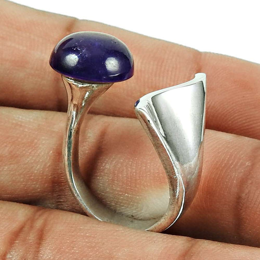 925 Sterling Silver Fashion Jewellery Lustrous Amethyst Gemstone Ring