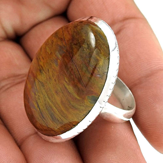 Woman Gift Natural Imperial Jasper Gemstone Ring Size 8 925 Silver C7