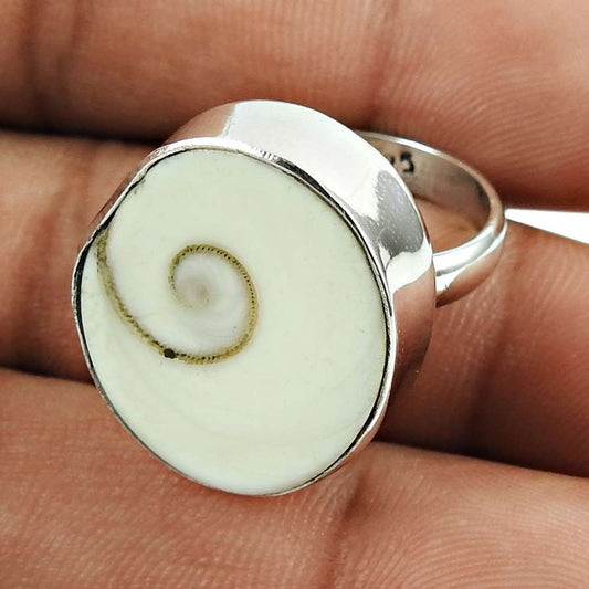 Natural Shiva Eye Gemstone Statement Bohemian White Ring Size 6.5 925 Silver D27