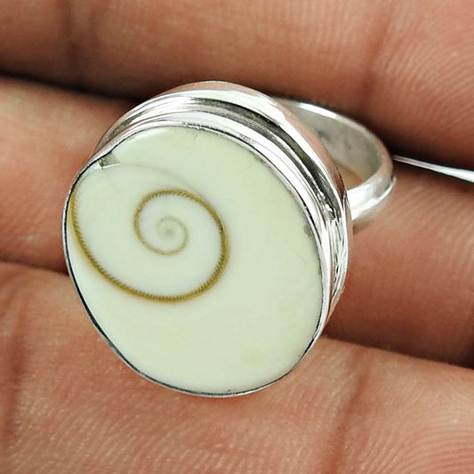 Woman Gift Shiva Eye Gemstone 925 Silver Statement Boho Ring Size 5 D23