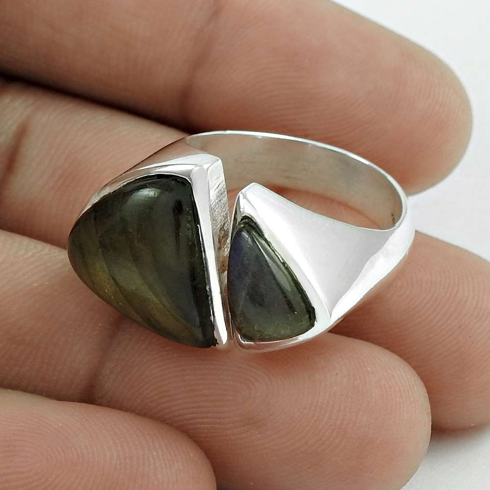 Natural Labradorite Gemstone Statement Christmas Gift Ring Size 7 925 Silver A2