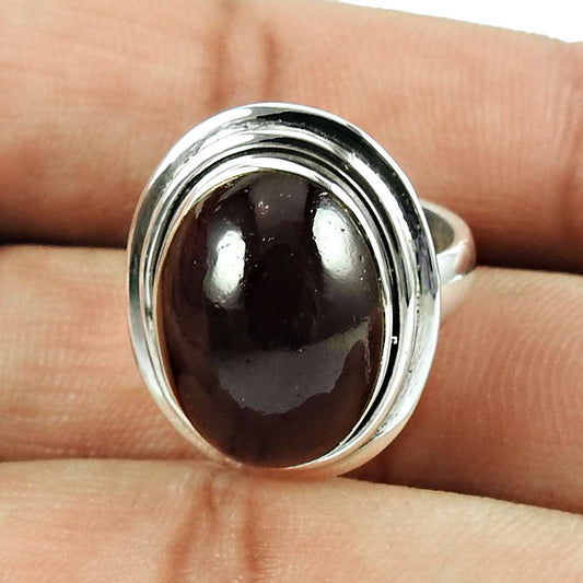 Trendy Garnet Gemstone Ring 925 Sterling Silver Indian Jewellery