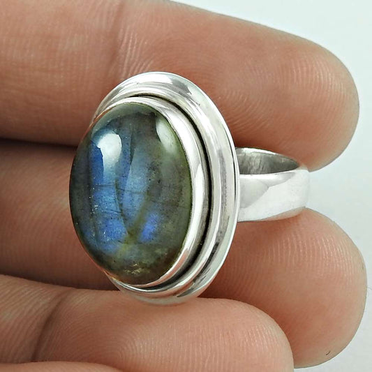 Kiss 925 Silver Labradorite Gemstone Ring Wholesaler India