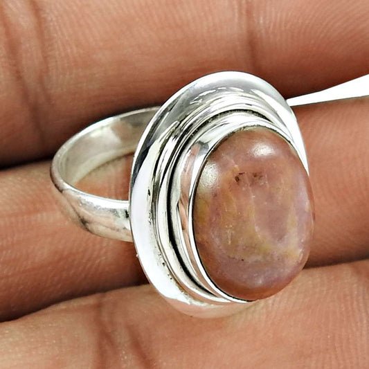 Designer Rhodochrosite Gemstone Ring 925 Sterling Silver Jewellery