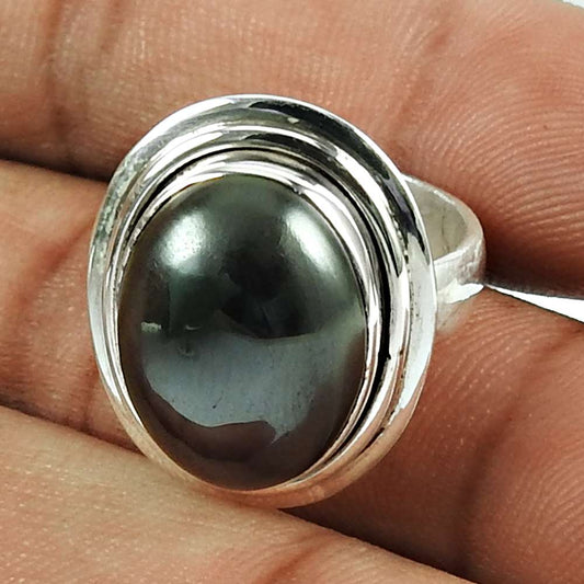 Designer Gun Metal Gemstone Ring 925 Sterling Silver Jewellery