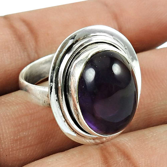 Fashion Amethyst Gemstone Ring 925 Sterling Silver Jewellery
