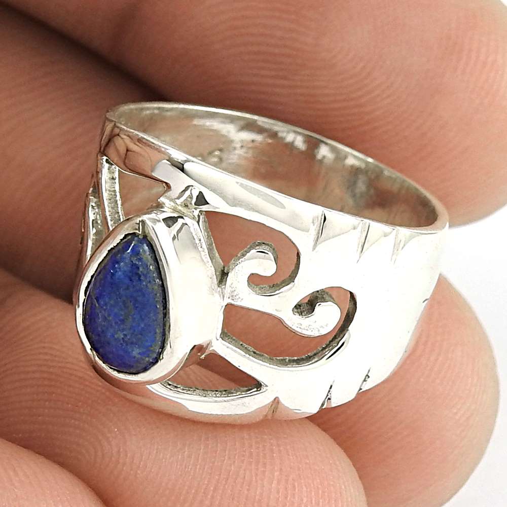 Seemly Lapis Gemstone Sterling Silver Ring 925 Silver Jewellery