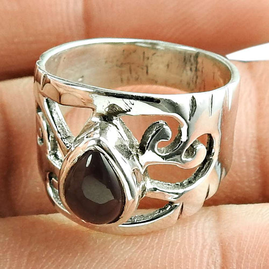 Lovely Garnet Gemstone Sterling Silver Ring Indian Sterling Silver Jewellery