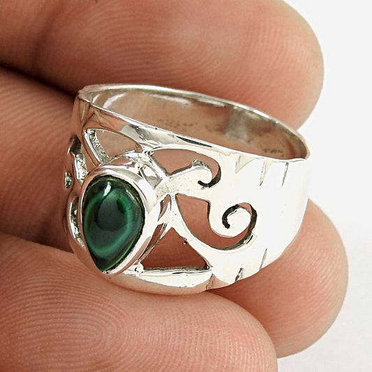 Handy Malachite Gemstone Sterling Silver Ring Sterling Silver Fashion Jewellery
