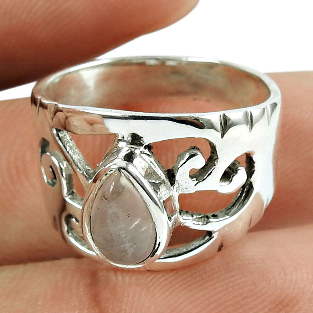 Sightly Rose Quartz Gemstone Sterling Silver Ring Indian Sterling Silver Jewellery