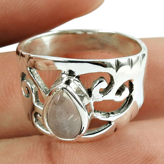 Sightly Rose Quartz Gemstone Sterling Silver Ring Indian Sterling Silver Jewellery