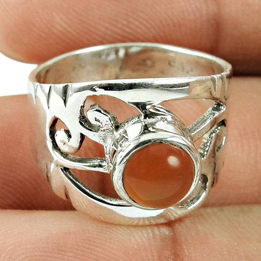 Handy Carnelian Gemstone Sterling Silver Ring Sterling Silver Fashion Jewellery