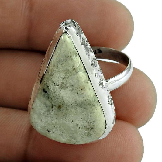 Gift For Her 925 Silver Natural Ocean Jasper Solitaire Bohemian Ring Size 8 H23