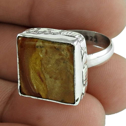 Natural Imperial Jasper 925 Silver Statement Ethnic Ring Size 7 For Women K9