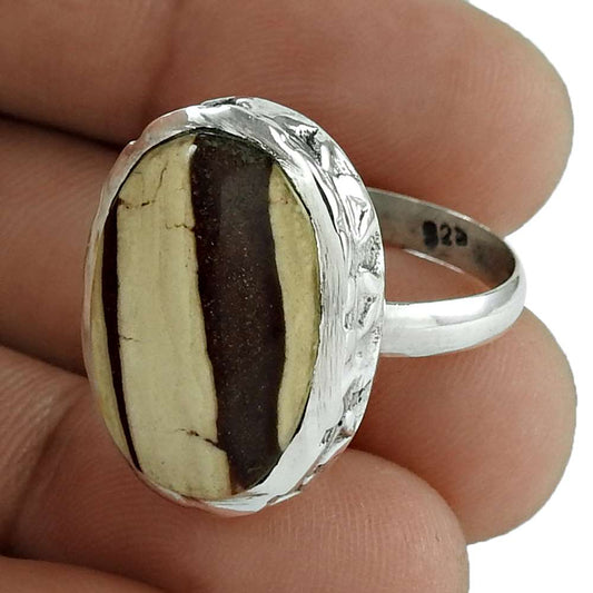Gift For Women Cocktail Ethnic Ring Size 8 925 Silver Natural Peanut Wood X14