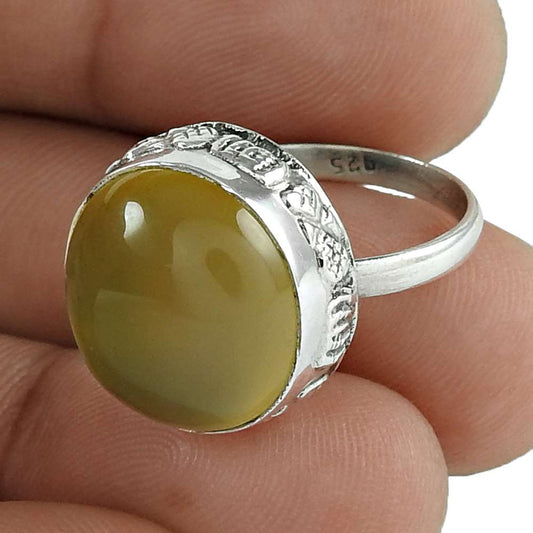 Gift For Women Solitaire Vintage Ring Size 6.5 925 Silver Natural Onyx L9