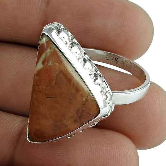 Wedding Gift For Her 925 Silver Natural Jasper Statement Vintage Ring Size 9 X15