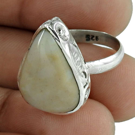 Natural Jasper Gemstone 925 Silver Solitaire Vintage Ring Size 7 For Women T3