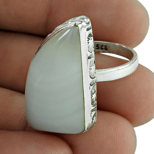 Natural Botswana Agate 925 Silver Solitaire Tribal Ring Size 9 For Women A19