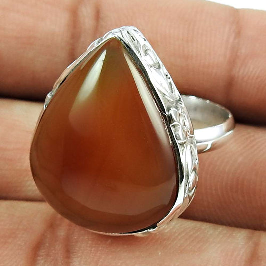 Gift For Her Natural Aventurine Solitaire Vintage Ring Size 7.5 925 Silver L15