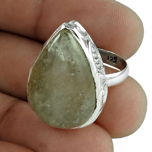 Natural Golden Rutile 925 Silver Solitaire Ethnic Ring Size 6 For Women Z10