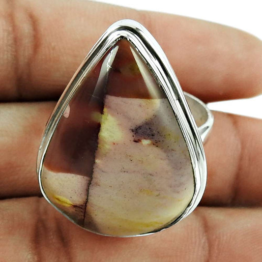 Woman Gift 925 Sterling Silver Natural Mookaite Solitaire Ring Size 11 G9