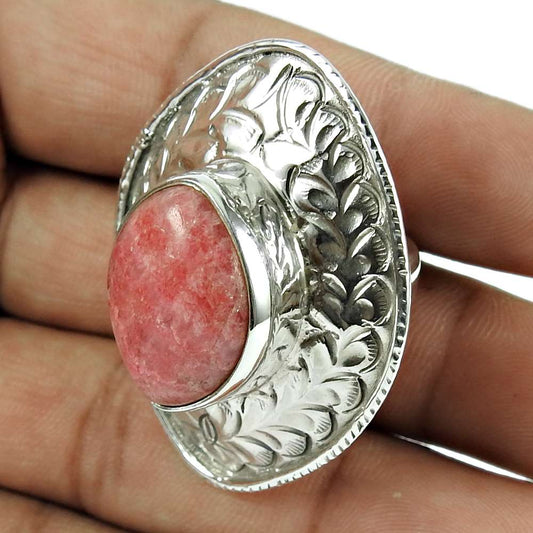 Beautiful Rhodochrosite Gemstone Ring 925 Sterling Silver Jewellery