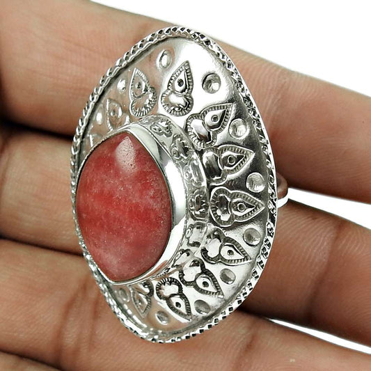 Rare Rhodochrosite Gemstone 925 Sterling Silver Ethnic Ring Jewellery