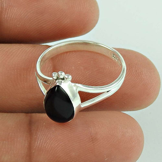 Large Stunning 925 Silver Black Onyx Ring