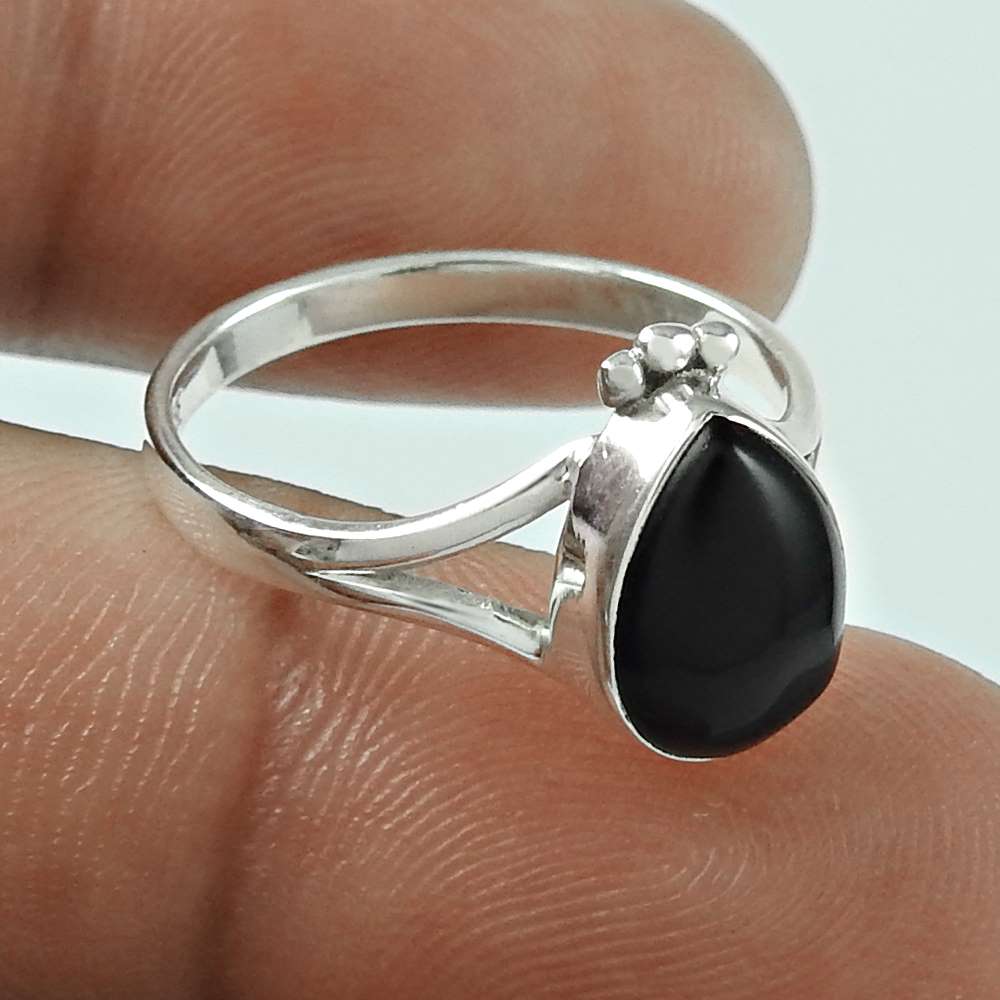 Onyx Gemstone Jewelry 925 Fine Sterling Silver Ring N10