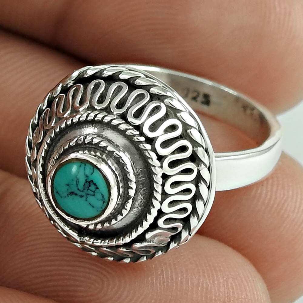 Great Collection 925 Silver Turquoise Ring