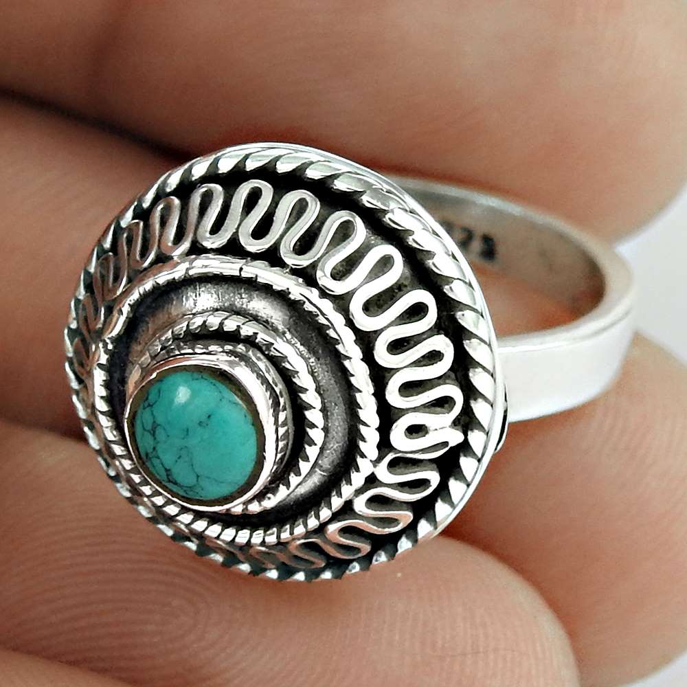 Great Collection 925 Silver Turquoise Ring