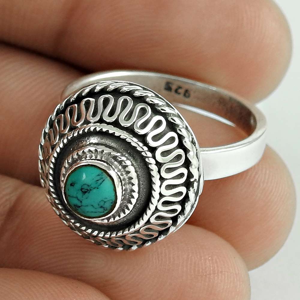 Great Collection 925 Silver Turquoise Ring