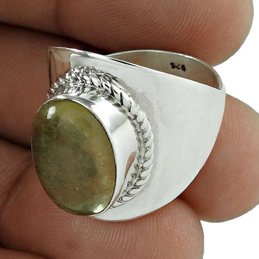 Natural Golden Rutile Cocktail Ethnic Ring Size 8.5 925 Silver For Women T23